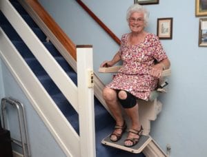 Mary Tutton on stairlift