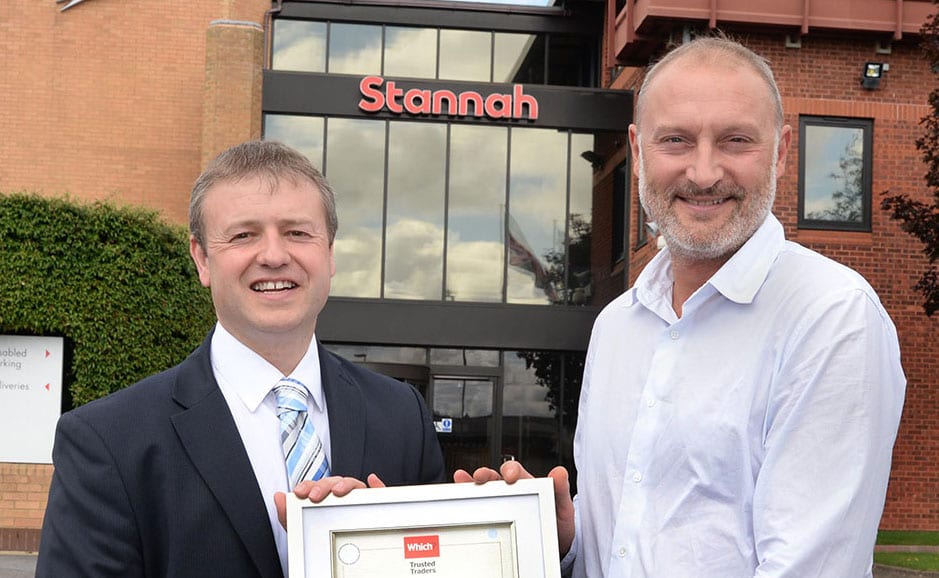 Stephan McClusky (Which? Trusted Trade) and Patrick Stannah with Which? Trusted trade award.